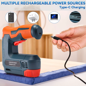 AKX DIY Pistolet à clous électrique industriel sans fil <span class=keywords><strong>2</strong></span> en <span class=keywords><strong>1</strong></span> Pistolet à agrafes alimenté par batterie 3.6V pour rembourrage - Product Image 3