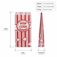 Sachets de pop-corn mini 1 oz en papier kraft pour machine à pop-corn à emporter, chariot de restauration, impression personnalisée