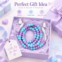 Câble de charge USB Type C 4 en 1 bleu et violet avec perles, multi-charge, transfert de données, accessoire de mode
