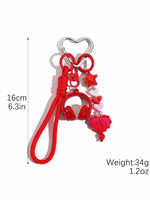 Porte-clés en cordon tressé, pendentif cœur étoile perlé avec breloque casque pour sac, vente en gros