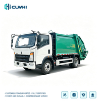 Nouveau camion à ordures compacteur arrière Howo 4x2 7M³ 150HP Euro 6, mini camions à ordures, camion compacteur de déchets Howo
