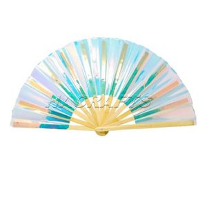 Pvc Laser Rave Hand Brightly Colored <b>Large</b> Folding <b>Fan</b> Party for Chinese New Year Business Gifts Music - Product Image 1