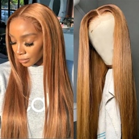 Perruque Lace Front sans colle, prête à porter, en cheveux naturels blond miel, lisse, avec nœuds pré-décolorés, longue et droite pour femmes