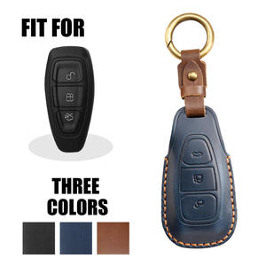 Funda de cuero para llaves de coche, estilo vintage, adecuada para llaves de Ford Focus, protector de llaves de cuero genuino cosido a mano - Product Image 1