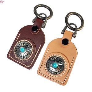 QQ Vintage <b>Leather</b> <b>Key</b> <b>Chain</b> Hand Stitched Keyring Tag Buckle Case for Car <b>Keys</b> Bag Backpack - Product Image 3