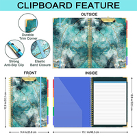 Conception personnalisée de carton en spirale ondulée imprimée Clip Folio Board A4 Notebook Presse-papiers Dossier avec bloc-notes ligné rechargeable