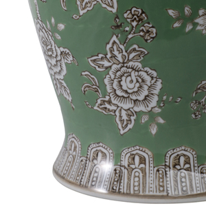 Vaso decorativo in ceramica con disegno di uccelli verdi e fiori per soggiorno, ufficio e decorazioni per la casa - Product Image 5
