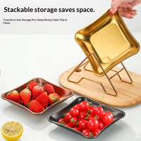 RVS vierkante serveerschaal voor fruit, snacks, desserts, hapjes, Koreaans restaurant, hotel, groothandel