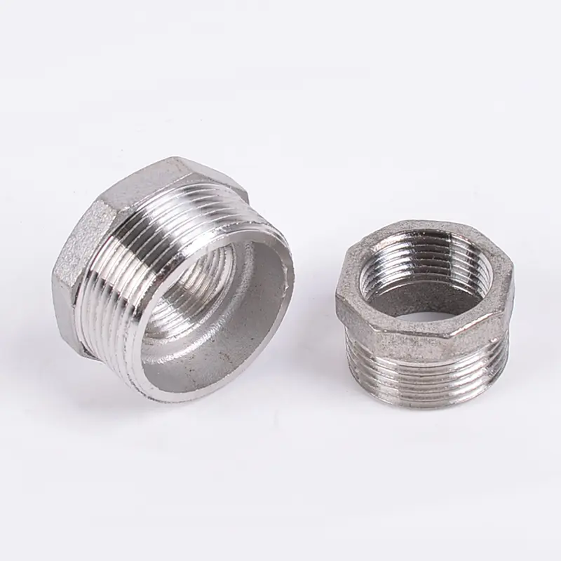 Stainless Steel Reducer Hex Bushing  2" Male NPT to 3/4" Female NPT  Reducing Cast Pipe Adapter Fitting