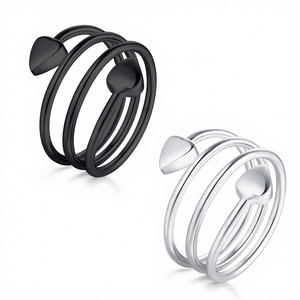 Anillos de Terapia Magnética de Cobre Ajustables para Mujer Jecanori, para Drenaje Linfático y Desintoxicación, Diseño de Corazón, Juego de 2 Piezas (Negro) - Product Image 3