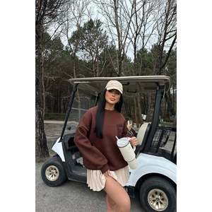 Sudadera con Capucha de Seda Marrón para Mujer, Talla XS, con Bordado y Diseño de Impresión Ligera para Invierno - Product Image 2