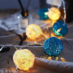 Guirlande lumineuse en rotin TSINYE, 1,5/3/5/6/10 m, alimentée par piles, blanc chaud, multicolore, décoration <span class=keywords><strong>de</strong></span> fête <span class=keywords><strong>de</strong></span> Noël - Product Image 1