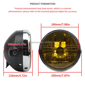 Phare de <span class=keywords><strong>moto</strong></span> Skyearth 7 pouces H4 rond en ABS noir avec anneau chromé pour Honda CB400/900 - Product Image 2