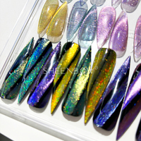 Sheenbow-Oeil de Chat Holographique, Poudre Multichrome Magnétique, Neon Holographique, Paillettes, Laser, Caméléon, Pigment pour Ongles