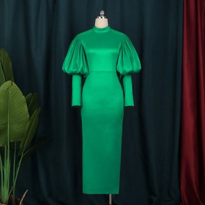 Y212040 <span class=keywords><strong>robe</strong></span> <span class=keywords><strong>longue</strong></span> lanterne pour femmes, col haut, moulante, Sexy, <span class=keywords><strong>brillante</strong></span>, pour fêtes de noël, Robes africaines - Product Image 4