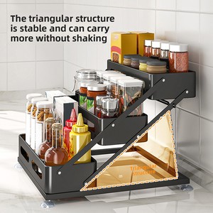Étagère à épices pliable en métal à trois niveaux, <span class=keywords><strong>rangement</strong></span> réglable pour comptoir, pour huile, sel, sauce, vinaigre, condiments - Product Image 4