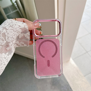 Funda Magnética Transparente con Brillantina para iPhone 17 16 15 Pro Max, Textura Brillante a Rayas, IMD, Cubierta Trasera Original - Product Image 5