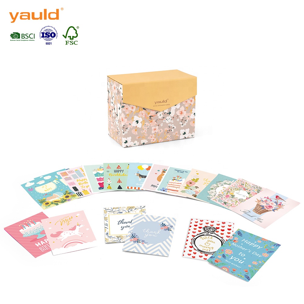 60 Recycled Paper All Occasion Greeting Cards with Envelopes Organizer In Bulk