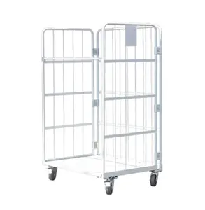 Uni-Silent 500kgs Platform Logistics Steel Mesh Trolley Cart Roll Containers For Transport Of Products RC9817-A