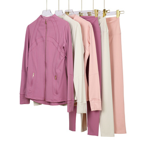 Ensemble de yoga 2 pièces pour femme, doux comme du beurre, sensation seconde peau, comprenant une veste ajustée sculptante et un legging taille haute amincissant et gainant le ventre, tenue d'entraînement - Product Image 2