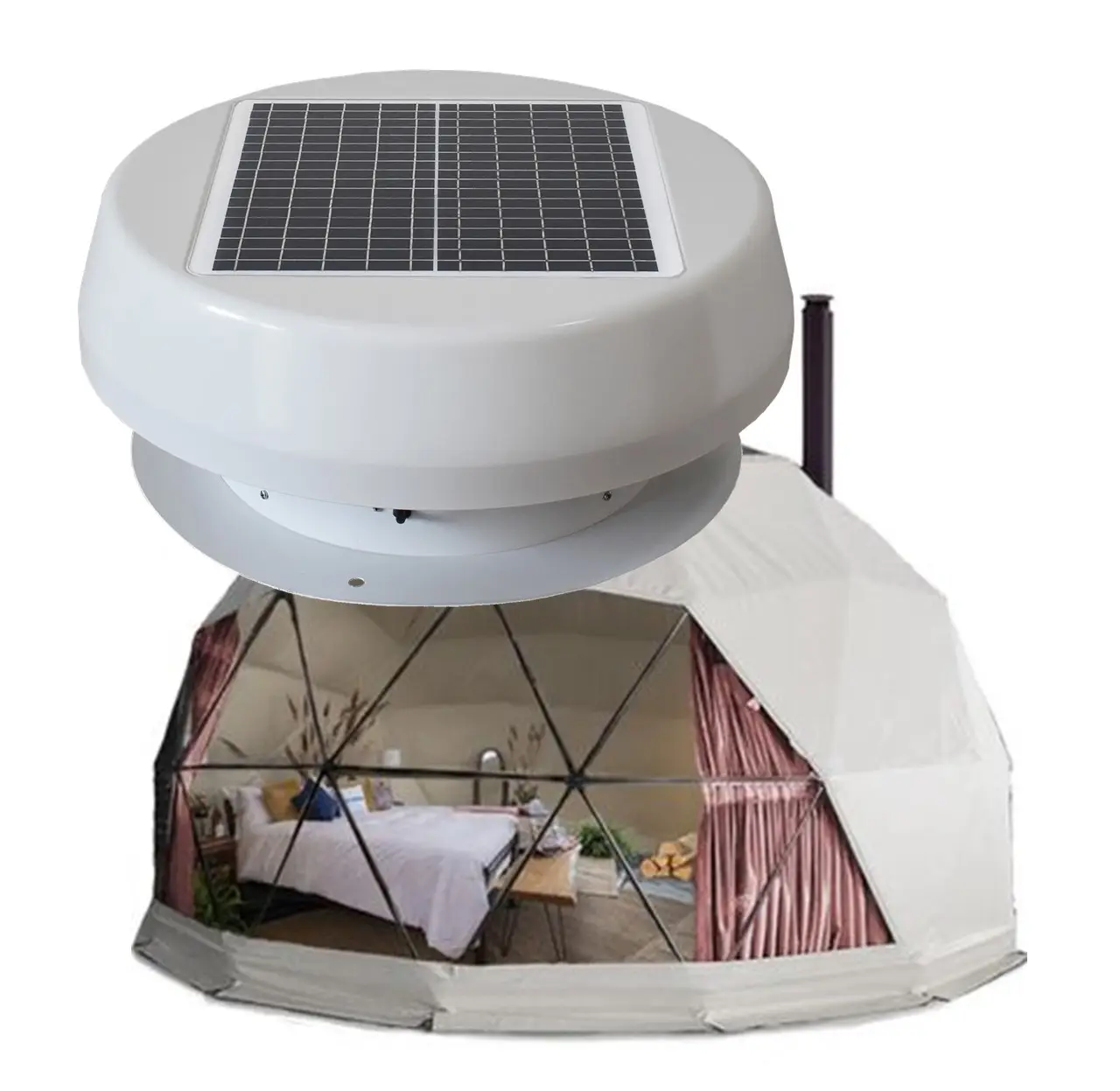 2022 New Design Strong Waterproof Outdoor Ventilation Fan Air Vent Cooler Solar Appliances Solar Powered Dome Tent Exhaust Fan