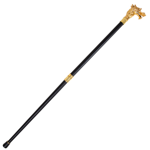 Canne en forme de tête de dragon dorée, texture de crinière entièrement détaillée, design sculpté audacieux à bouche ouverte, vente en gros - Product Image 3