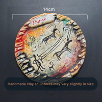 Seidenstraßen-Talisman mit Solar-Gott-Motiv aus Ton, antike heilige Steinkunst für Manifestation & Reinigung, Dekoration für positive Energie.