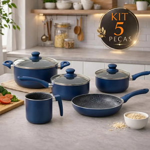 Modern 8-Piece Non-Stick Cookware Set Navy Blue Ceramic Coated Pots <b>Pans</b> Glass <b>Lids</b> Plastic Handles Induction Compatible - Product Image 3