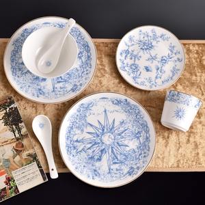 Service de couverts Lucky Star en porcelaine fine avec décor créatif, comprenant assiettes à steak, assiettes à dessert et couverts, pour la décoration de la maison et les couples - Product Image 2