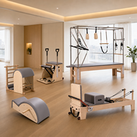 Camas Reformer Pilates Plegable de Madera de Arce con Patas Extensibles para Estudio y Casa Ahorra Espacio