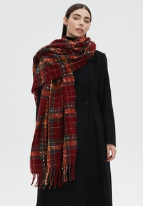 Cadeau de couple festif de luxe Zifeng OEM avec glands châle en cachemire écharpe rouge de Noël à carreaux rétro - Product Image 2