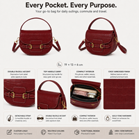 Sac de selle personnalisé en PU gaufré croco, demi-lune, à bandoulière avec boucle, sangle détachable, OEM ODM, logo personnalisé, faible MOQ