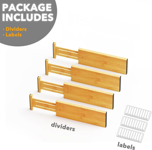 4.65 ''cao có thể điều chỉnh tre tủ quần áo đồ lót lưu trữ ngăn 4 gói ngăn kéo tổ chức với nhãn - Product Image 3