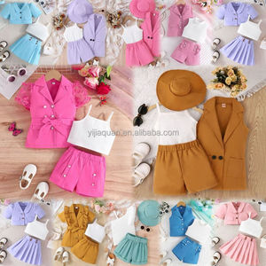 Ensemble formel d'été à manches courtes pour nouvelles filles Vente en gros Robe pour enfants Robe de mariage pour enfants Costume pour filles