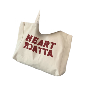 Medium Custom <b>Printed</b> Logo Heat Transfer Recyclable Cotton Canvas Shopping Tote Bag with Letter Pattern - Product Image 1