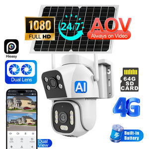 Telecamera di Sicurezza Solare Esterna 4G con Scheda SIM, Doppia Lente 2MP AOV, PTZ IP, Pannello Smart Home, Wireless 1080P - Product Image 1