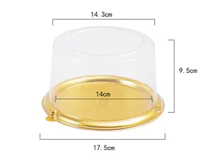 6 Inch Food Grade Gold Blister Plastic Thermoforming With Transparent Pet Lid Wedding Round Square Cake Box Food Container