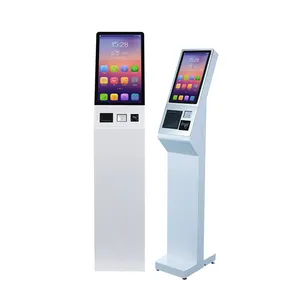 Kiosk inteligente com suporte, sistema android, acesso inteligente, 15.6 polegadas, touch screen, impressora de código de barras, j1900 i3 i5 i7