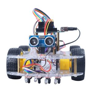 Kit de voiture <span class=keywords><strong>robot</strong></span> intelligent à ultrasons pour éviter les obstacles, 4 roues motrices, bricolage, programmation ATmega328, IDE - Product Image 1