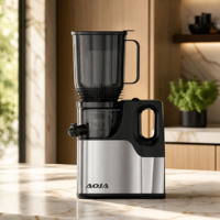 Whisper Quiet Slow Juicer 15cm Volledige Fruitopening DC Motor Onder 80dB RVS Gaas Makkelijk Reinigbaar Koudpers Sapcentrifuge