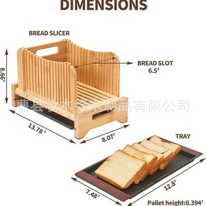 Wood Edge Bamboo Bread Slicer With <b>Storage</b> <b>Tray</b> For Kitchen <b>Baking</b> Tools - Product Image 3