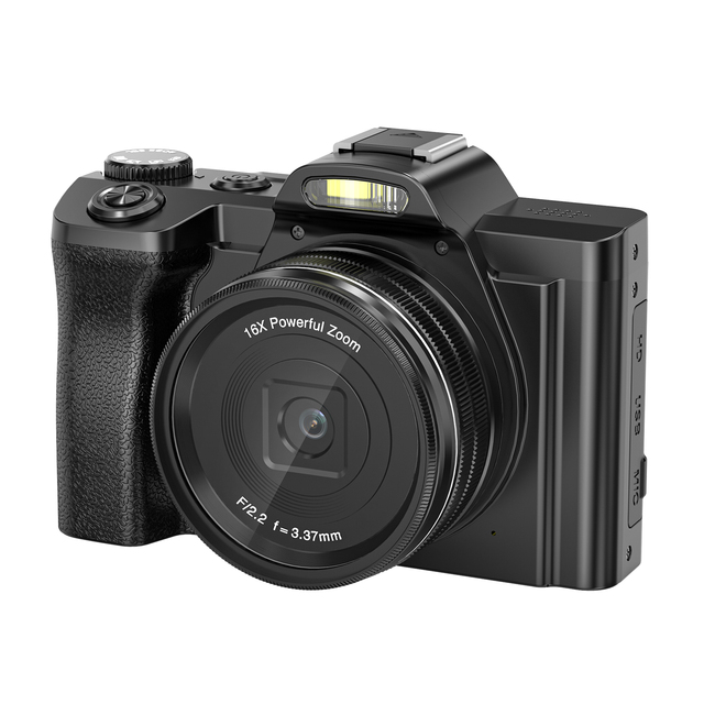 16X Digital Zoom 5K UHD 12MP DSLR Camera with SD Card Compatibility Electronic Image Stabilization