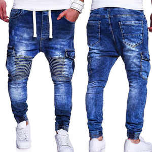 Nuovi Jeans Cargo Biker Gotici da Uomo 2026, Vestibilità Slim, Vita Media, Denim Elasticizzato, <span class=keywords><strong>Pantaloni</strong></span> Jogger Sportivi Streetwear Casual per Uso Quotidiano e Feste - Product Image 3