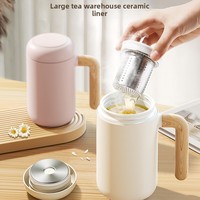 Mug isotherme à double paroi en céramique avec infuseur à thé, grande capacité, portable pour la maison, le bureau et l'extérieur