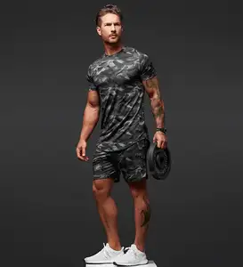 Conyson New Arrival Gym Clothing Workout Cotton Sports Short Shirt And Outfit Suit 2 Pieces Sportswear Fitness Men Set