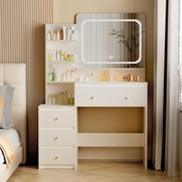 Miroir de maquillage en bois personnalisé, table de toilette moderne pour chambre à coucher, vente en gros, MOQ 100