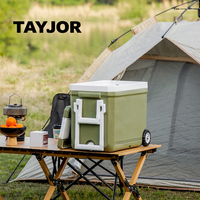Glacière isotherme à roulettes 35L, entièrement en mousse PU, portable, pour le camping, les activités de plein air et l'usage commercial
