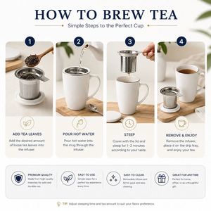 Custom Logo Dishwasher Microwave Safe 15Oz Gifts Porcelain <b>Infuser</b> and Lid <b>Tea</b> <b>Mug</b> With Handle - Product Image 5