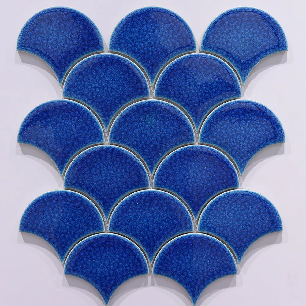 Harga grosir porselen es retak ubin mosaik sayu biru keramik mosaik kolam renang ubin