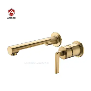 Golden In Wall Mounted Separate One Handle Bathroom Faucets Mixture